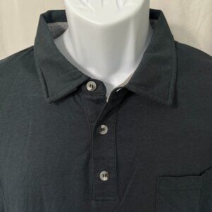Free Fly Men's dark blue w/ gray trim short sleeve bamboo blend polo shirt XL